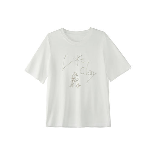 谜底T恤短袖女2025秋季新款简约百搭宽松钉珠绣花上衣257MT7774 商品图4