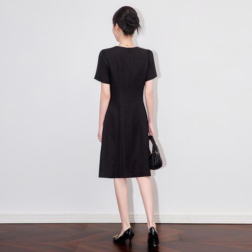 「高货wl」全新升级【铂金会员358/天猫479/差价121】(21340)洛诗琳提花压皱人丝连衣裙2025夏季新款通勤简约A摆裙女 商品图2