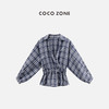COCO ZONE 刘一一 时尚POLO领格子衬衫女收腰上衣CC2B0862 商品缩略图0