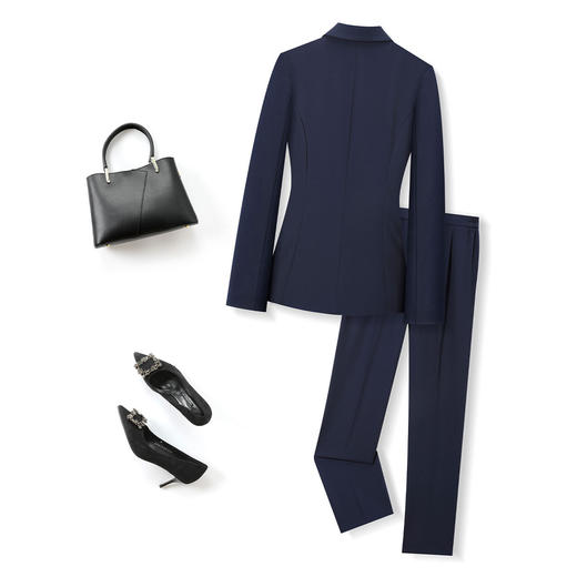 【上衣+松紧腰裤子】罗蒙女士西服套装商务行政工作面试百搭两件套女 商品图2