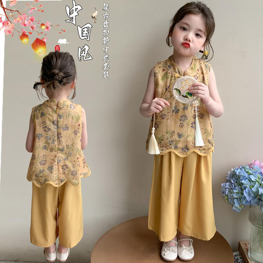 女童新中式盘扣两件套 复古国潮清凉套装 商品图5