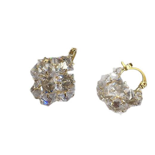 丁摩 超闪时尚轻奢锆石立体方块耳环女气质耳饰耳扣5ZF-4545 商品图4