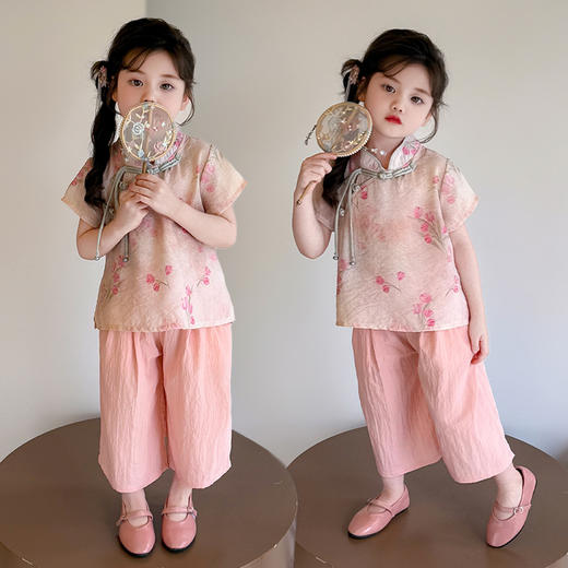 女童新中式盘扣两件套 复古国潮清凉套装 商品图7