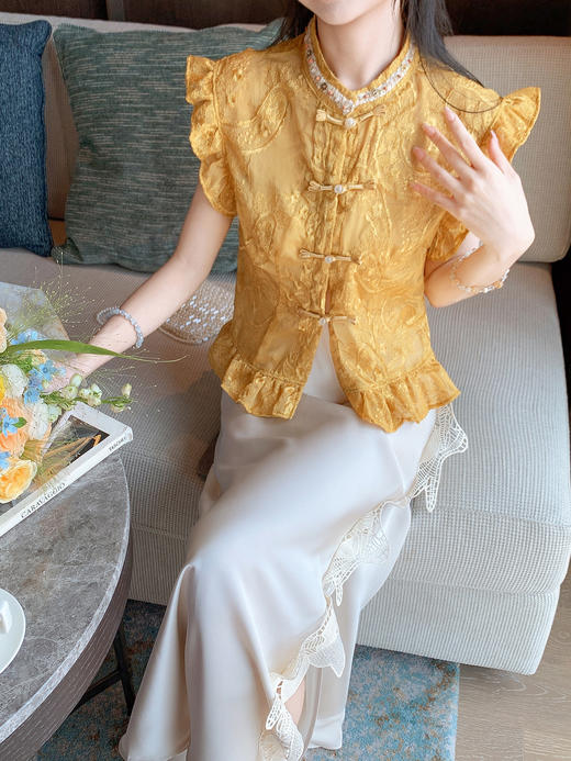 张心子【鎏金光影】气质国风新中式衬衫上衣 U2506008 商品图8