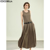 COCOBELLA高智感通勤手工倒褶连衣裙女随性舒适通勤背心裙FR0067 商品缩略图0