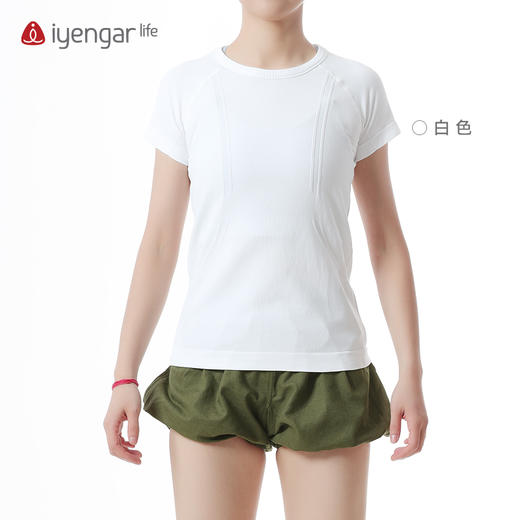 艾扬格 life C1206舒适习练瑜伽运动短袖T恤  简约大方弹力舒适精致编织提花 商品图5