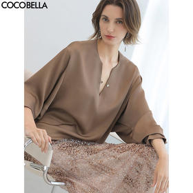 COCOBELLA松弛感仿醋酸质感做净衬衫女商务通勤上衣SR7066-3