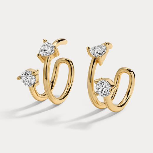 订购8周到｜Lili Claspe-Eraz-金色 双圈 锆石 耳夹［美国设计师］ 商品图1