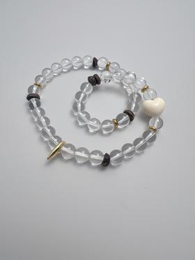 【普陀山】猛犸⽛13-14mm近净体⽩⽔晶奇楠沉⾹手串   净域守护