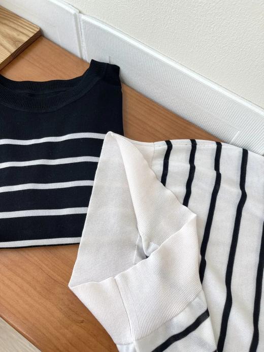 （小眠专属）莱赛尔条纹圆领短袖T恤 商品图6