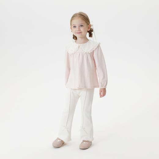 马克珍妮女童舒适娃娃领长袖T恤 宝宝纯棉打底衫秋装新品551222 商品图2