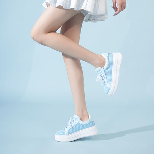 豪麟名鞋迪嘉女鞋时尚休闲鞋织物+牛皮革DJJGA52WX003蓝色 商品图1