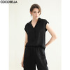 COCOBELLA100%醋酸]黑色极简风衬衫女奢感通勤上衣SR0070-2 商品缩略图0