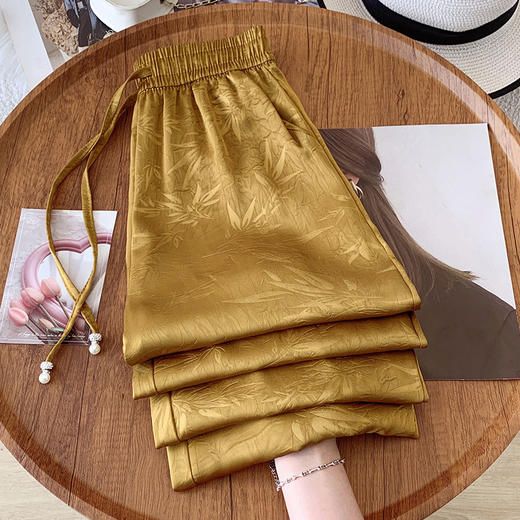 丁摩 醋酸阔腿裤女夏季薄款高腰显瘦防晒垂坠感拖地直筒裤5ZF-310 商品图8