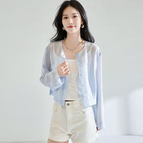 「高货sh」全新升级【铂金会员284/天猫379/差价95】(40211)洛诗琳轻薄流光醋酸外套2025夏季褶皱肌理透气防晒外套女