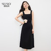 【专属特价】熙世界赫本风方领吊带连衣裙子女夏季新款通勤百搭收腰法式小黑裙 商品缩略图0