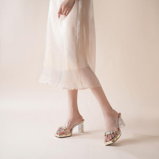 豪麟名鞋迪嘉女鞋凉拖PVC DJHJA51WL032金色 商品图1