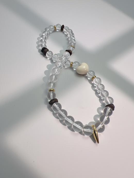 【普陀山】猛犸⽛13-14mm近净体⽩⽔晶奇楠沉⾹手串   净域守护 商品图4