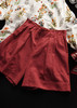 红石榴高腰小A阔腿翻折边天丝麻短裤 商品缩略图6