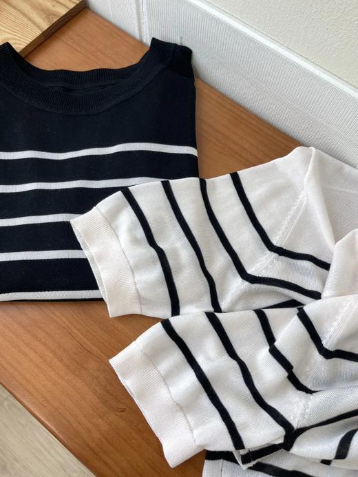 （小眠专属）莱赛尔条纹圆领短袖T恤 商品图9