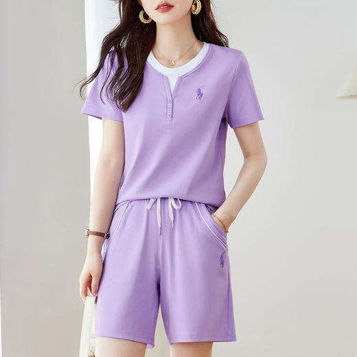百媚生 休闲运动短袖短裤套装S92523052 商品图3