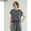 COCOBELLA奢感缎光人丝棉短袖T恤女夏精致仿醋酸上衣TS0020-4 商品缩略图0