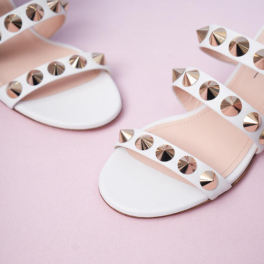 豪麟名鞋AGL女鞋凉拖羊皮革D680007白色 商品图3