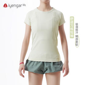 艾扬格 life C1206舒适习练瑜伽运动短袖T恤  简约大方弹力舒适精致编织提花
