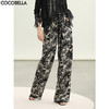 COCOBELLA浪漫南法风印花休闲裤女夏度假风微阔直筒裤PA3085 商品缩略图0