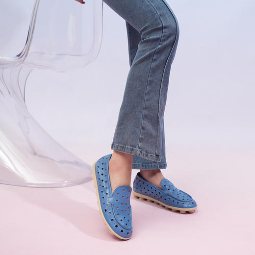 豪麟名鞋AGL女鞋乐福鞋羊皮革D839005蓝色 商品图1