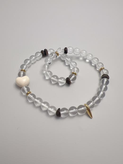 【普陀山】猛犸⽛13-14mm近净体⽩⽔晶奇楠沉⾹手串   净域守护 商品图1