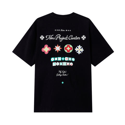 NPC潮牌印花夏季短袖发泡刺绣图案情侣T恤黑色上衣重工NP56TE75 商品图5