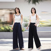 【专属特价】熙世界宽松慵懒阔腿裤女夏季薄款松紧腰冰丝休闲直筒裤子2025新款 商品缩略图2