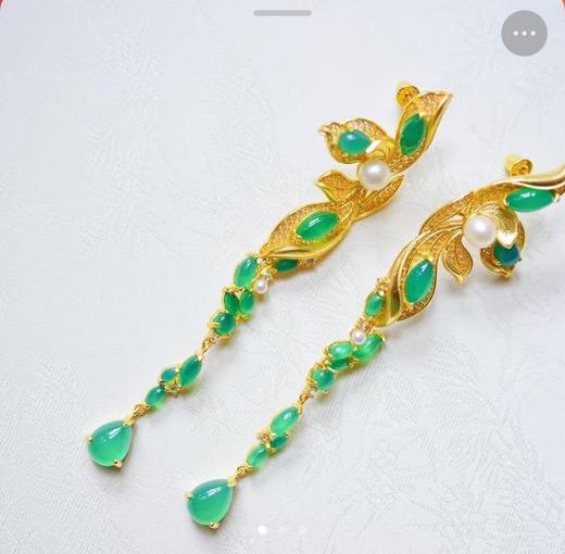 花丝玛瑙兰花耳坠（钉） 商品图0