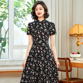 「自」全新升级【铂金会员247/天猫329/差价82】(44131)洛诗琳气质新中式碎花连衣裙2025夏季国风改良显瘦旗袍裙