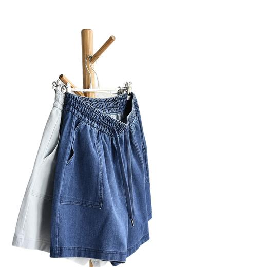 丁摩 【纯棉牛仔短裤】水洗全棉牛仔短裤女夏季宽松a字阔腿休闲裤5ZF-237 商品图4