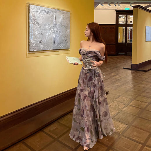 清仓捡漏  张林超LIN BOUTIQUE 艺术气息的莫奈花园 3D立体扭结仙仙半裙套装  印花半裙  LL250135 印花压轴上衣 商品图3