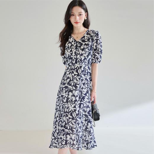 「高货sh」全新升级【铂金会员284/天猫379/差价95】(40211)洛诗琳气质碎花茶歇裙2025夏季中长款高级感收腰A字连衣裙 商品图2