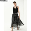 COCOBELLA设计感不规则捏褶碎花半身裙雪纺大摆裙长裙HS7013 商品缩略图0