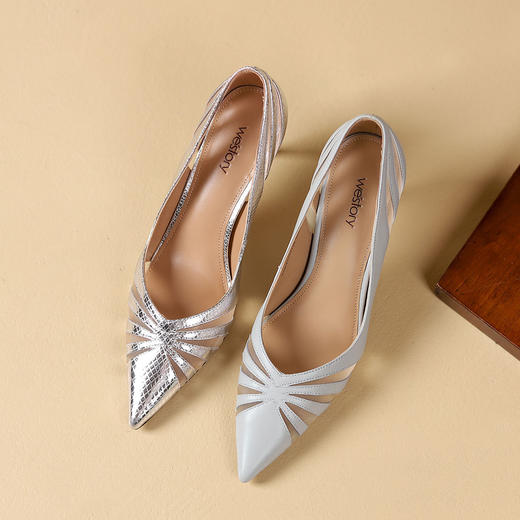 westory春秋新款时尚优雅单鞋方扣水钻气质百搭平底鞋女S24CE75051 商品图2