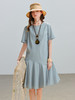 初语肌理感圆领宽松连衣裙女2025夏季新款不规则拼接度假风中裙 商品缩略图0