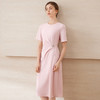 EITIE爱特爱气质圆领不对称压褶收腰A字显瘦连衣裙夏季新款连衣裙B2507678A 商品缩略图3