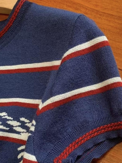 Herm真丝羊绒提花套头tee。 蓝色 粉色自己备注颜色号码 商品图2