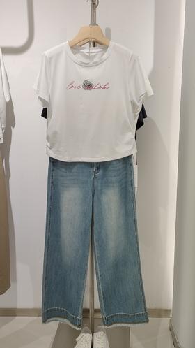 586010精梳棉短款两侧收腰棉T