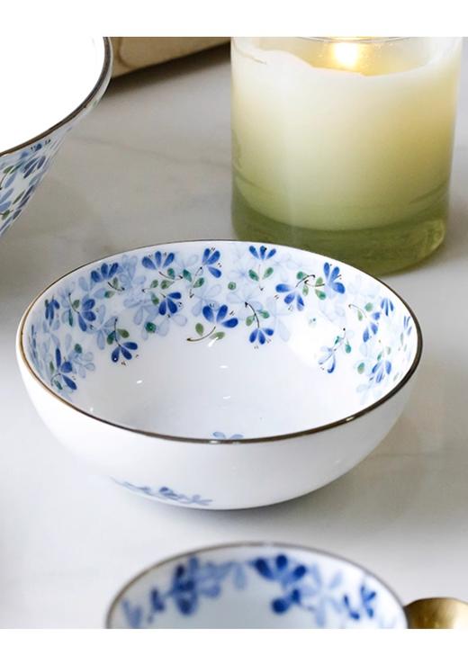 家居小蓝芽餐具一人食碟日本进口高轻量强化瓷釉下彩碗面碗美浓烧小蓝芽系列散件 商品图5