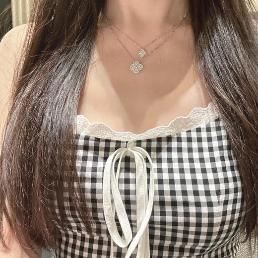 Van Cleef & Arpels梵克雅宝 四叶草 满钻项链 女款 白金色（SJ） 商品图7