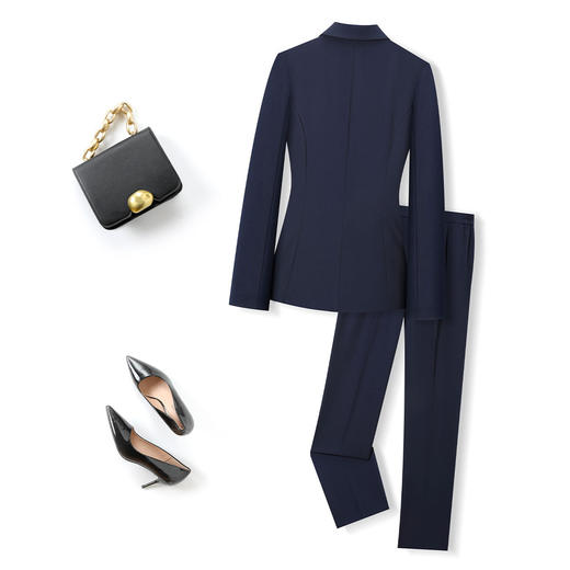 【上衣+裤子】罗蒙女士套装松紧腰商务时尚通勤工作面试西装两件套女 商品图2