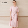 EITIE爱特爱气质圆领不对称压褶收腰A字显瘦连衣裙夏季新款连衣裙B2507678A 商品缩略图0