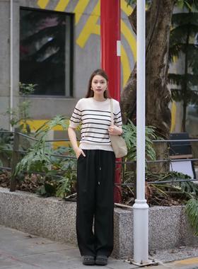 （小眠专属）莱赛尔条纹圆领短袖T恤