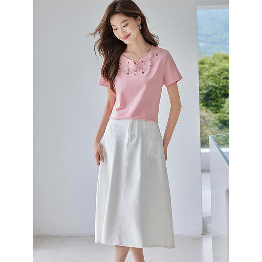 【专属特价】民族风刺绣T恤女短袖夏季2022新款宽松显瘦棉质白色上衣 商品图2